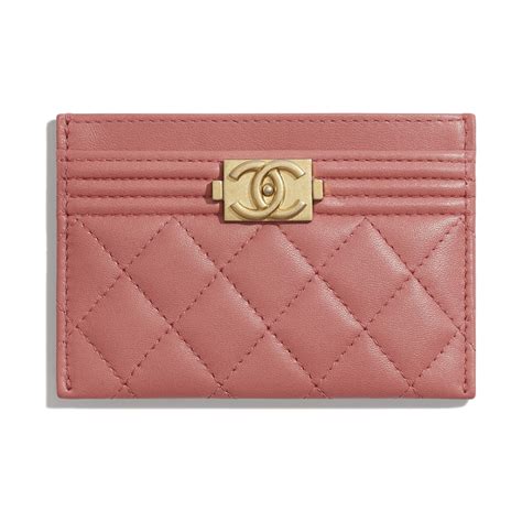 chanel boy pink card holder